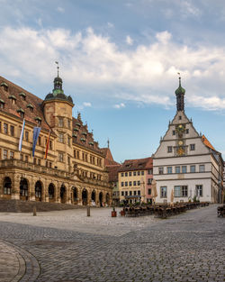 Beautiful view of the market square in rothenburg ob der tauber