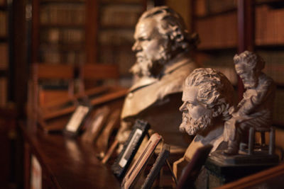 Close-up of statue on table