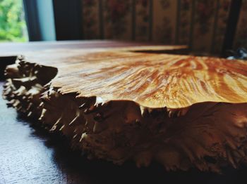 Close-up of wood on table