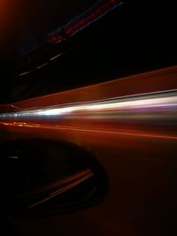 Light trails on road at night