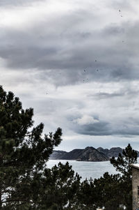Scenic view of sea against cloudy sky