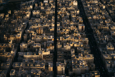 High angle view of buildings in city