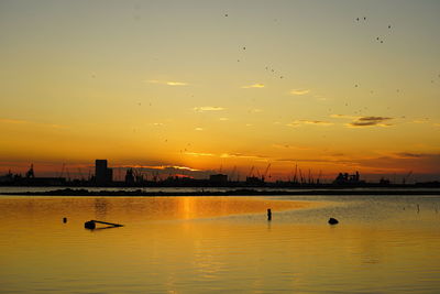 View of sea against sky during sunset