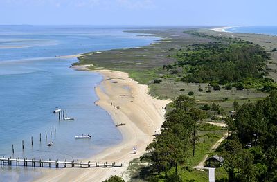 High angle view of beach against sky