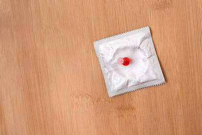 High angle view of heart shape on table
