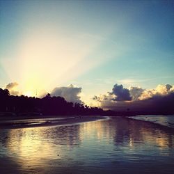 Scenic view of sea at sunset