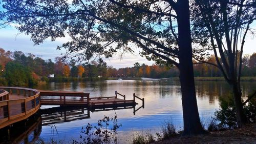 Scenic view of lake against sky