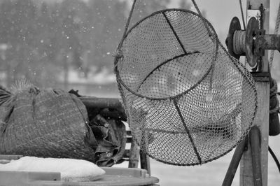 Close-up of commercial fishing net