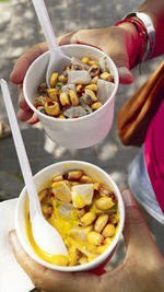 Close-up of soup in bowl on table