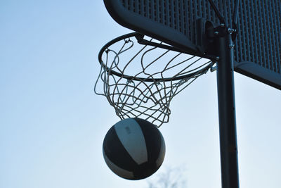 Low angle view of basketball hoop against sky