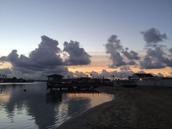 Scenic view of sea at sunset
