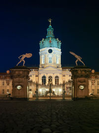 Illuminated buildings at night