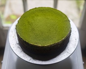 High angle view of cake on table