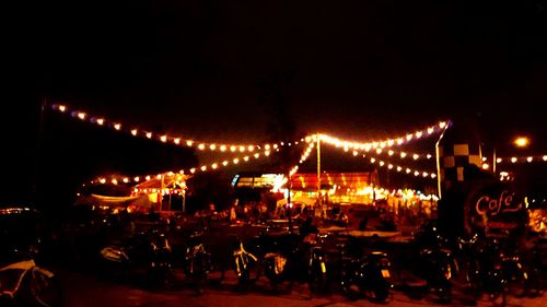 Illuminated street lights at night