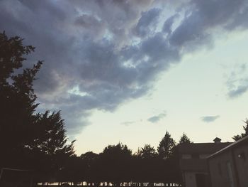 Low angle view of silhouette trees against sky