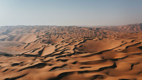 Drone view of the beautiful empty quarter or rub' al khali in saudi arabia