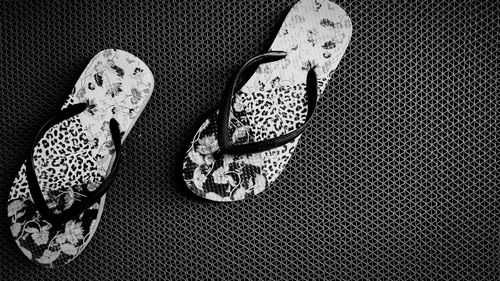 High angle view of shoes on table