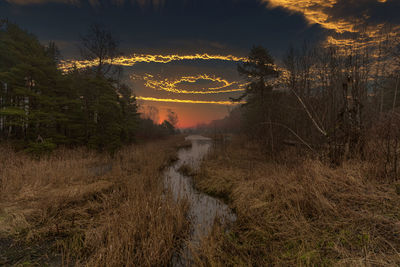 Scenic view of field against sky during sunset