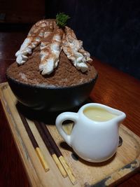 Close-up of coffee cup on table