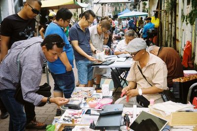 Group of people at market