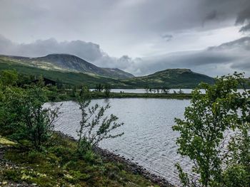 Scenic view of lake against sky