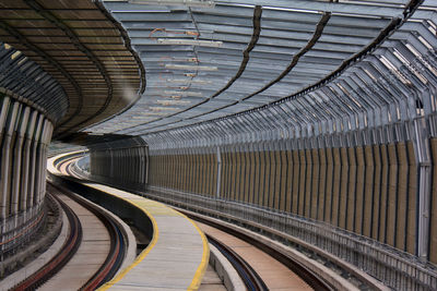 Illuminated subway station platform