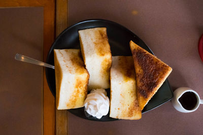 Directly above shot of breakfast on table