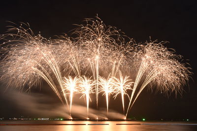 Firework display at night