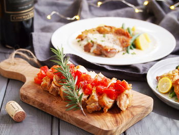 High angle view of food on table