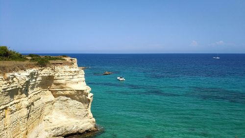 Scenic view of sea against clear sky