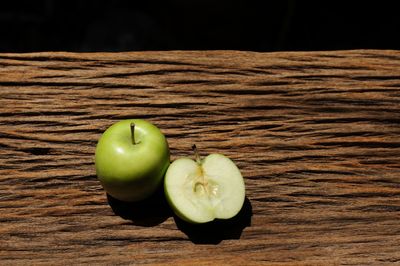 High angle view of apple on table