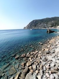 Scenic view of sea against clear sky