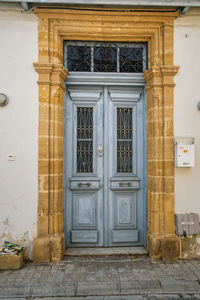 Closed door of old building