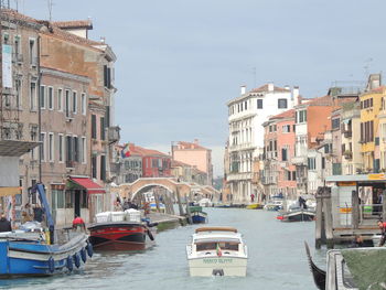 View of boats in canal