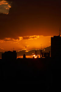 Silhouette buildings against sky during sunset