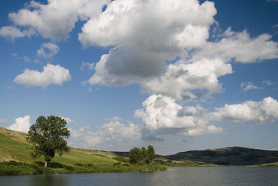 Scenic view of lake against sky