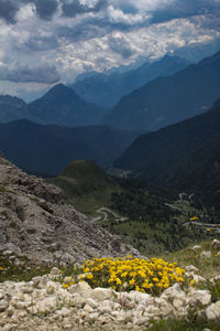Scenic view of mountains against sky