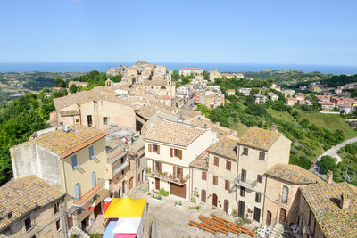 High angle view of townscape against sky