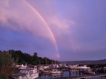 Scenic view of rainbow over mountains