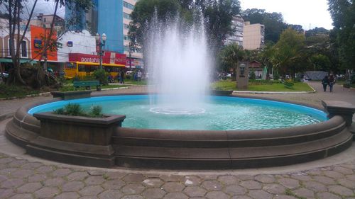 Fountain in swimming pool