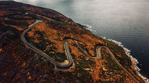 High angle view of sea shore