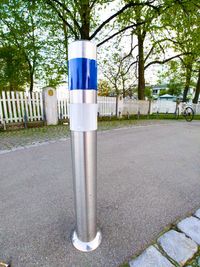 View of garbage can on street