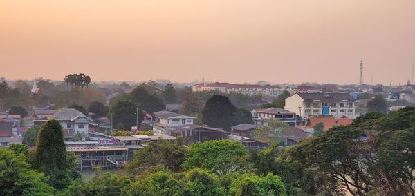 High angle view of townscape against sky