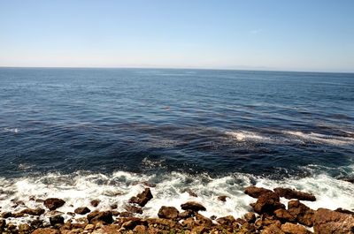 Scenic view of sea against clear sky