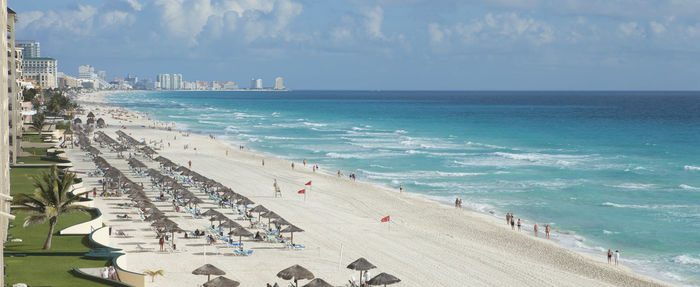 High angle view of beach against sky