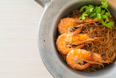 Directly above shot of food in plate on table