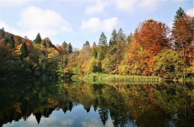 Scenic view of plitvice lake during autumn