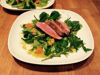 High angle view of meal served in plate