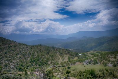 Scenic view of mountains against sky