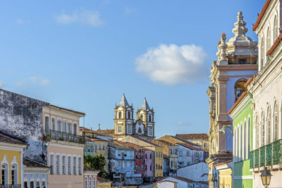 Colorful houses and churches in pelourinho in the historic center of salvador, bahia